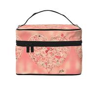 WXZYFP Borsa cosmetica da viaggio con fiori rossi a forma di cuore, essenziale per gli appassionati di viaggi all'aperto, ha una semplice struttura interna., Nero, Taglia unica