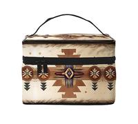 WXZYFP Borsa cosmetica da viaggio con motivi nativi americani, essenziale per gli appassionati di viaggi all'aperto, ha una semplice struttura interna.