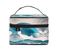 WXZYFP Borsa cosmetica da viaggio con onde marine blu, essenziale per gli appassionati di viaggi all'aperto, ha una semplice struttura interna., Nero, Taglia unica