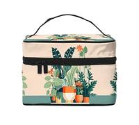 WXZYFP Borsa cosmetica da viaggio con piccole piante verdi in stile cartone animato, essenziale per gli appassionati di viaggi all'aperto, ha una semplice struttura interna., Nero, Taglia unica