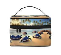 WXZYFP Borsa cosmetica da viaggio con tartarughe sulla spiaggia, essenziale per gli appassionati di viaggi all'aperto, ha una semplice struttura interna., Nero, Taglia unica