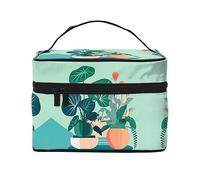 WXZYFP Borsa cosmetica da viaggio per piante verdi in vaso da cartone animato, essenziale per gli appassionati di viaggi all'aperto, ha una semplice struttura interna.