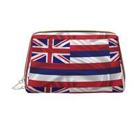 WXZYFP Borsa cosmetica portatile in pelle, chiusura a cerniera per portare oggetti, adatta per la conservazione a casa e in viaggio. Bandiera delle Hawaii americane