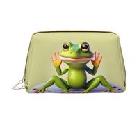WXZYFP Borsa cosmetica portatile in pelle, chiusura a cerniera per portare oggetti, adatta per riporre oggetti a casa e in viaggio. La divertente rana fa yoga