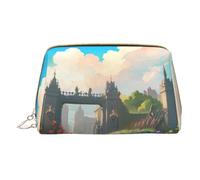 WXZYFP Borsa cosmetica portatile in pelle, chiusura a cerniera per portare oggetti, adatta per riporre oggetti a casa e in viaggio. Fuori dal cancello del castello