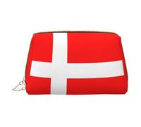 WXZYFP Borsa cosmetica portatile in pelle, chiusura a cerniera per portare oggetti, adatta per riporre oggetti a casa e in viaggio. Bandiera della Danimarca Danimarca, bianca, taglia unica