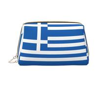 WXZYFP Borsa cosmetica portatile in pelle, chiusura a cerniera per portare oggetti, adatta per riporre oggetti a casa e in viaggioBandiera greca, bianca, taglia unica