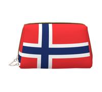 WXZYFP Borsa cosmetica portatile in pelle, chiusura a cerniera per portare oggetti, adatta per riporre oggetti a casa e in viaggio. Bandiera norvegese