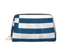 WXZYFP Borsa cosmetica portatile in pelle, chiusura a cerniera per portare oggetti, adatta per riporre oggetti a casa e in viaggio, bandiera greca, bianca, taglia unica