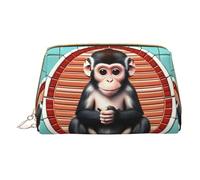 WXZYFP Borsa cosmetica portatile in pelle, chiusura a cerniera per portare oggetti, adatta per riporre oggetti a casa e in viaggio. La scimmia silenziosa, bianca, taglia unica