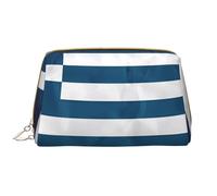 WXZYFP Borsa cosmetica portatile in pelle (di grandi dimensioni), adatta per cosmetici e articoli da toeletta, una tasca principale e 3 tasche a bustina. Bandiera greca