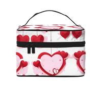 WXZYFP Borsa cosmetica portatile multifunzionale Little Red Heart con design a strati interno ed esterno, facile da organizzare varie forniture.