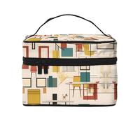 WXZYFP Borsa cosmetica portatile multifunzionale moderna di metà secolo con design a strati interni ed esterni, facile da organizzare varie forniture.