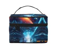 WXZYFP Borsa cosmetica Science Fiction Future Travel, essenziale per gli appassionati di viaggi all'aperto, ha una semplice struttura interna.