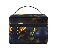 WXZYFP Borsa cosmetica Yellow Roses Starry Night Travel, essenziale per gli appassionati di viaggi all'aperto, ha una semplice struttura interna.
