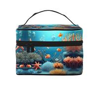WXZYFP Borsa per cosmetici da viaggio subacquea Coral Fish, essenziale per gli appassionati di viaggi all'aperto, ha una struttura interna semplice.