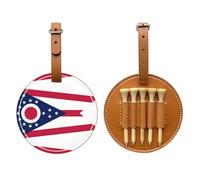 WXZYFP Borsa portaoggetti per tee da golf in pelle PU stampata su un solo lato con bandiera dell'Ohio Stato, design a 5 puntine con clip da cintura da 20 cm.