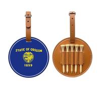 WXZYFP Borsa portaoggetti per tee da golf in pelle PU stampata su un solo lato con bandiera dell'Oregon, design a 5 puntine con clip da cintura da 20 cm.