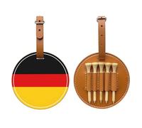 WXZYFP Borsa portaoggetti per tee da golf in pelle PU stampata su un solo lato con bandiera tedesca, design a 5 puntine con clip da cintura da 20 cm.