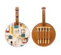 WXZYFP Borsa portaoggetti per tee da golf in pelle PU stampata su un solo lato, design a 5 puntine con clip da cintura da 20 cm.