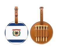WXZYFP Borsa portaoggetti per tee da golf in pelle PU stampata su un solo lato, design a 5 puntine con clip da cintura da 20 cm.