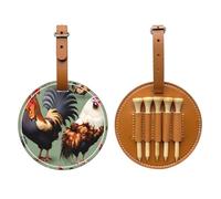 WXZYFP Borsa portaoggetti per tee da golf in pelle PU stampata su un solo lato, design a 5 puntine con clip da cintura da 20 cm.