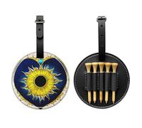 WXZYFP Borsa portaoggetti per tee da golf in pelle PU stampata su un solo lato, design a 5 puntine con clip da cintura da 20 cm.