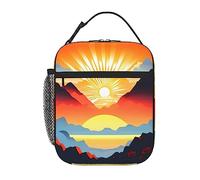 WXZYFP Bright Sunrise Borsa termica portatile per il pranzo, colori intensi, tessuto Oxford (100% poliestere) + trapuntatura + PEVA