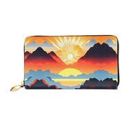 WXZYFP Bright Sunrise Portafoglio lungo in pelle, stampa fronte/retro, materiale in pelle microfibra, unisex, impermeabile e resistente