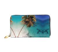 WXZYFP Caribbean Islands Portafoglio lungo in pelle, stampa fronte/retro, materiale in pelle microfibra, unisex, impermeabile e resistente