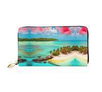 WXZYFP Caribbean Scenery Portafoglio lungo in pelle, stampa fronte/retro, materiale in pelle microfibra, unisex, impermeabile e resistente