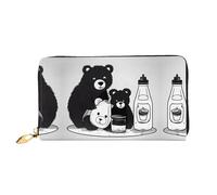 WXZYFP Carino bottiglia di latte orso Portafoglio lungo in pelle, stampa fronte/retro, materiale in pelle microfibra, unisex, impermeabile e resistente