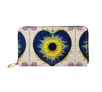 WXZYFP Cartone animato cuore sole Portafoglio lungo in pelle, stampa fronte/retro, materiale in pelle microfibra, unisex, impermeabile e resistente