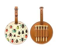 WXZYFP Cartone animato piccoli insetti marrone stampato su un lato in pelle PU golf tee storage bag, design 5-tack con una clip da cintura 20 cm.
