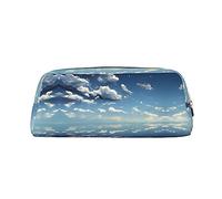 WXZYFP Cielo blu e nuvole bianche L'astuccio è realizzato in pelle a grana incrociata (PVC), fodera in 100% poliestere e stampa a schermo intero