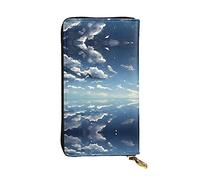 WXZYFP Cielo blu e nuvole bianche Portafoglio lungo in pelle stampata su entrambi i lati, unisex, 12 scomparti per carte di credito, 3 scomparti per contanti