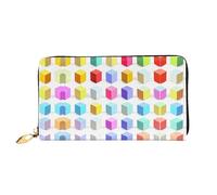 WXZYFP Colorful Cubes Portafoglio lungo in pelle, stampa fronte/retro, materiale in pelle microfibra, unisex, impermeabile e resistente, nero, taglia unica