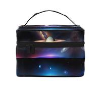 WXZYFP Cosmic Saturn Travel borsa cosmetica, essenziale per gli appassionati di viaggi all'aperto, ha una semplice struttura interna., Nero, Taglia unica