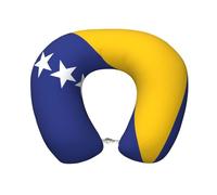 WXZYFP Cuscino in memory foam a forma di U, confortevole protezione per il collo, portatile e lavabile, adatto per molte occasioni. Bandiera della Bosnia ed Erzegovina