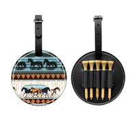 WXZYFP Custodia per tee da golf in pelle PU stampata su un solo lato, design a 5 puntine con clip da cintura da 20 cm.