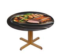 WXZYFP Deliziosa carne alla griglia Una varietà di tovaglie rotonde, realizzate in 100% poliestere, possono proteggere il piano del tavolo.