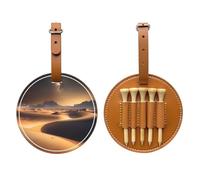 WXZYFP Desert Stars Brown Borsa portaoggetti per tee da golf in pelle PU stampata su un solo lato, design a 5 puntine con clip da cintura da 20 cm.