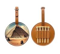 WXZYFP Dreaming of the Pyramids of Khufu Brown Borsa portaoggetti per tee da golf in pelle PU stampata su un solo lato, design a 5 puntine con clip da cintura da 20 cm.