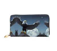 WXZYFP Eagle under the stars Portafoglio lungo in pelle, stampa fronte/retro, materiale in pelle microfibra, unisex, impermeabile e resistente, nero, taglia unica