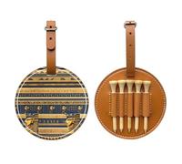 WXZYFP Egyptian Pharaonic Frescoes Brown Borsa per tee da golf in pelle PU stampata su un solo lato, design a 5 puntine con clip da cintura da 20 cm.
