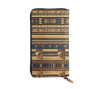 WXZYFP Egyptian Pharaonic Frescoes Portafoglio lungo in pelle stampata su entrambi i lati, unisex, 12 scomparti per carte di credito, 3 scomparti per contanti
