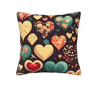 WXZYFP Federa universale per tutte le stagioni, con stampa a forma di cuore e fiore schiacciato su entrambi i lati, 40,6 x 40,6 cm, 100% poliestere