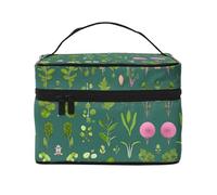 WXZYFP fiori e piante Borsa cosmetica portatile multifunzionale con design a strati interno ed esterno, facile da organizzare varie forniture.