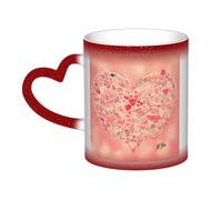 WXZYFP Fiori rossi a cuore rosso È una tazza che cambia colore, nero per freddo e bianco per caldo e più resistente dopo il lavaggio a mano. Pigiama da donna a maniche corte, pigiama da donna a