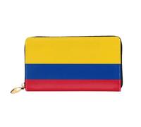 WXZYFP Flag of Colombia Portafoglio lungo in pelle, stampa fronte/retro, materiale in pelle microfibra, unisex, impermeabile e resistente, nero, taglia unica